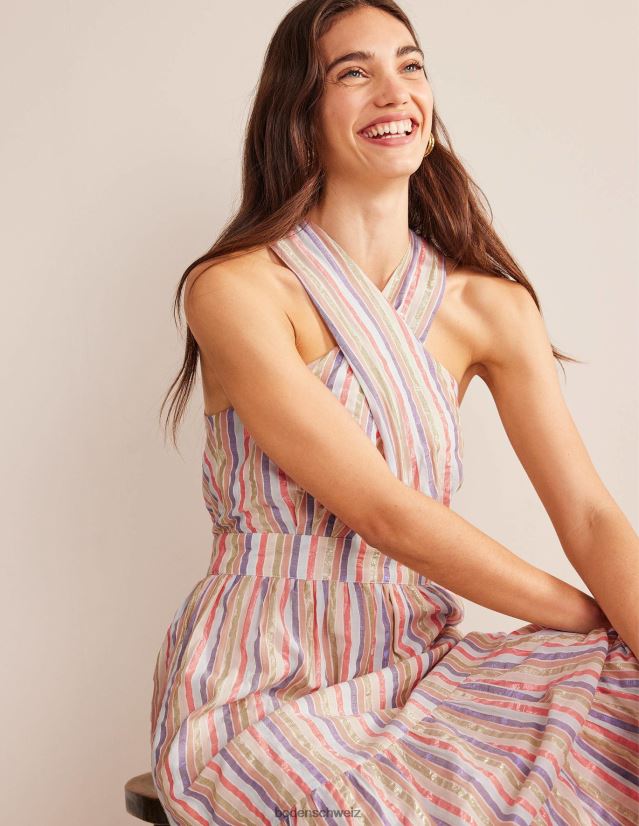 Boden Frauen Maxikleid mit metallischen Streifen VH86PT1261 Kleidung Metallic-Mehrstreifen