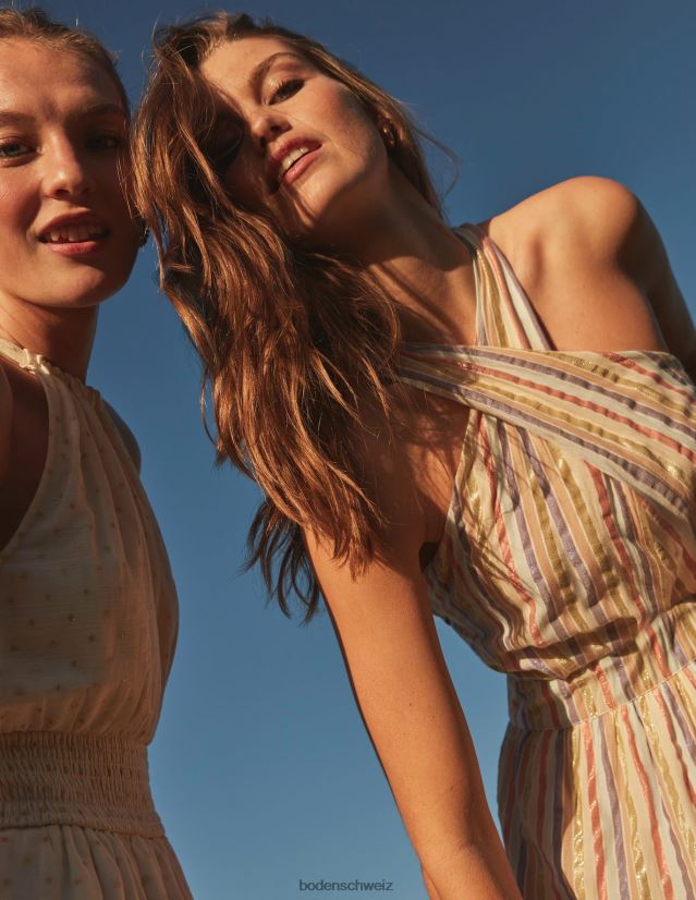 Boden Frauen Maxikleid mit metallischen Streifen VH86PT1261 Kleidung Metallic-Mehrstreifen