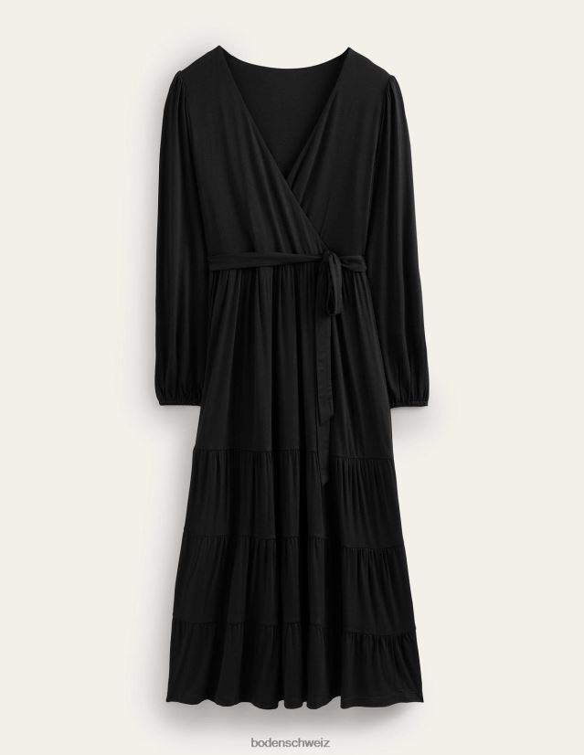 Boden Frauen Mehrstufiges Wickel-Maxikleid VH86PT1242 Kleidung Schwarz