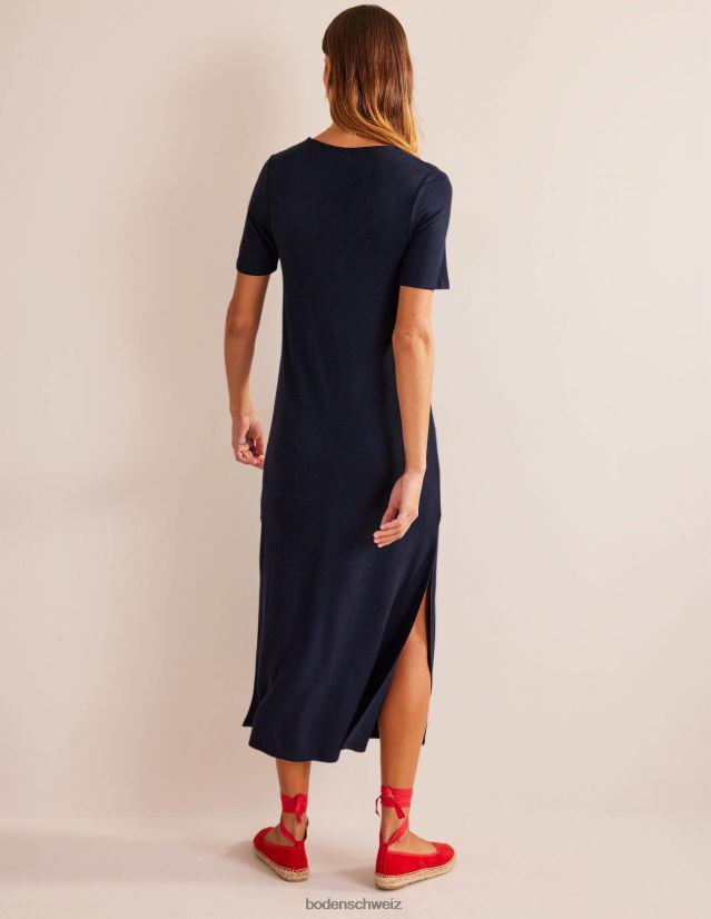 Boden Frauen Midi-T-Shirt-Kleid aus Rippjersey VH86PT1028 Kleidung Marine