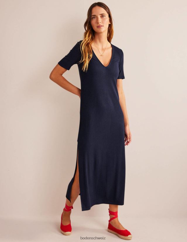 Boden Frauen Midi-T-Shirt-Kleid aus Rippjersey VH86PT1028 Kleidung Marine