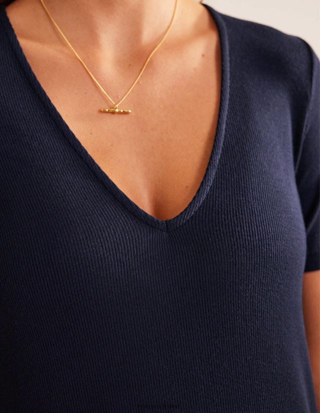 Boden Frauen Midi-T-Shirt-Kleid aus Rippjersey VH86PT1028 Kleidung Marine