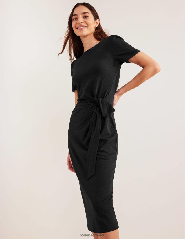 Boden Frauen Midikleid aus Jersey mit Knoten vorne VH86PT2391 Kleidung Schwarz
