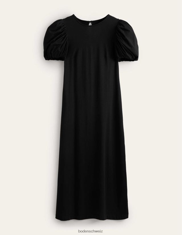 Boden Frauen Midikleid aus Jersey mit Puffärmeln VH86PT1322 Kleidung Schwarz