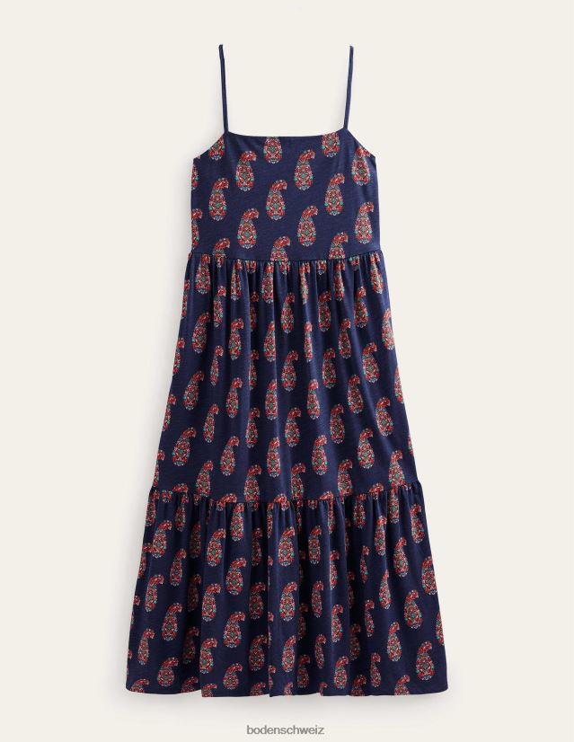 Boden Frauen Midikleid aus Jersey mit Trägern VH86PT1532 Kleidung helles Marineblau und süßes Paisley