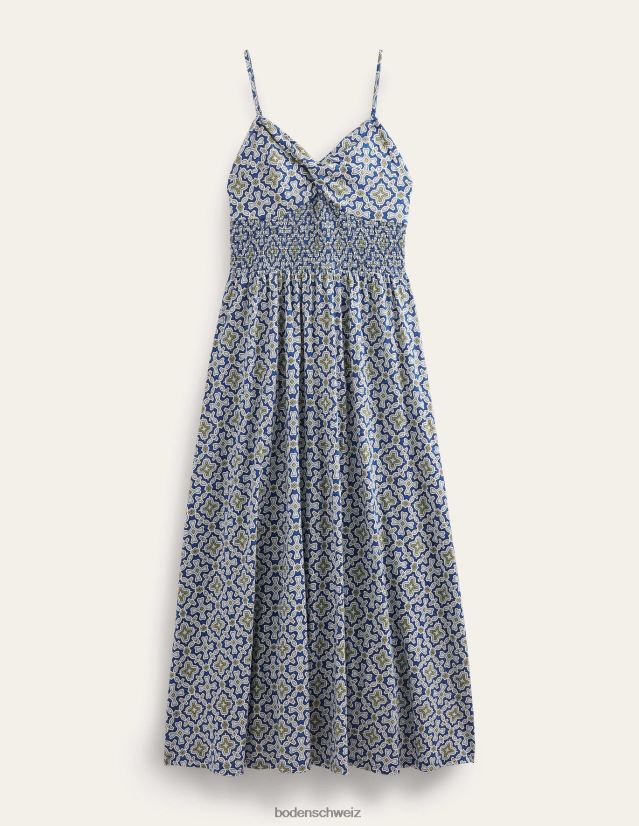 Boden Frauen Midikleid aus Jersey mit verdrehter Vorderseite VH86PT1083 Kleidung Blaureiher- und Pflanzenfliese