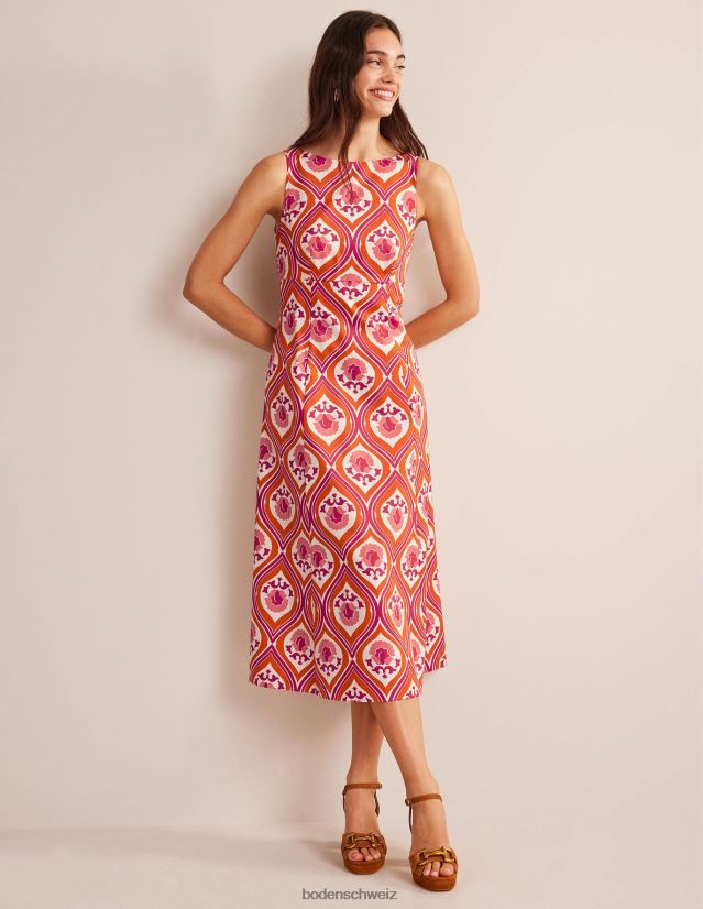 Boden Frauen Midikleid mit Schlitzausschnitt VH86PT1217 Kleidung Kumquat & Geo-Kaskade
