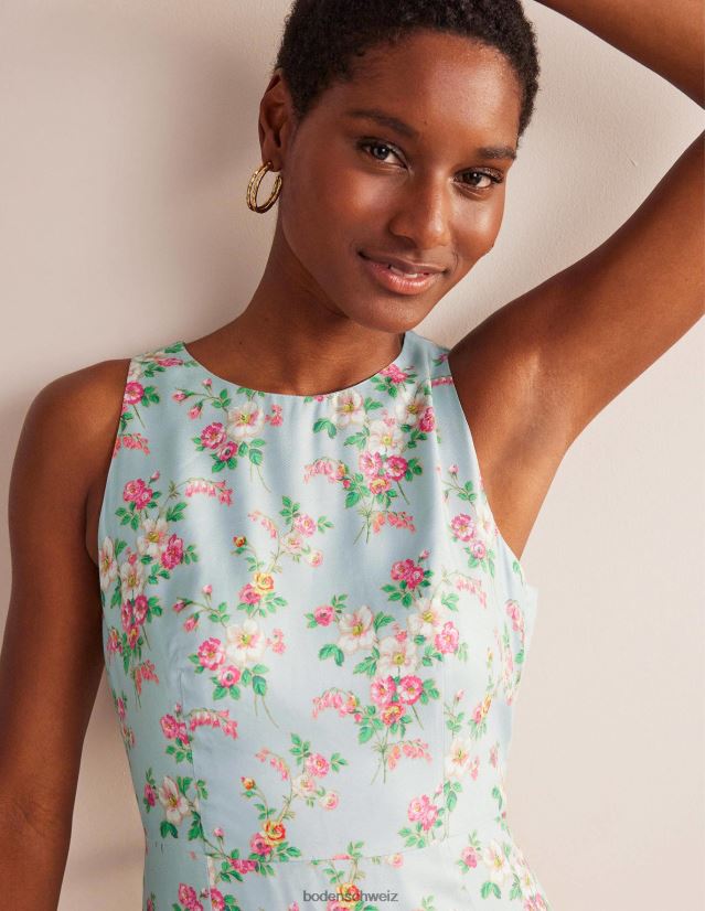 Boden Frauen Midikleid mit ausgestelltem Schnitt VH86PT1201 Kleidung blassgrün und Vintage-Blumenmuster