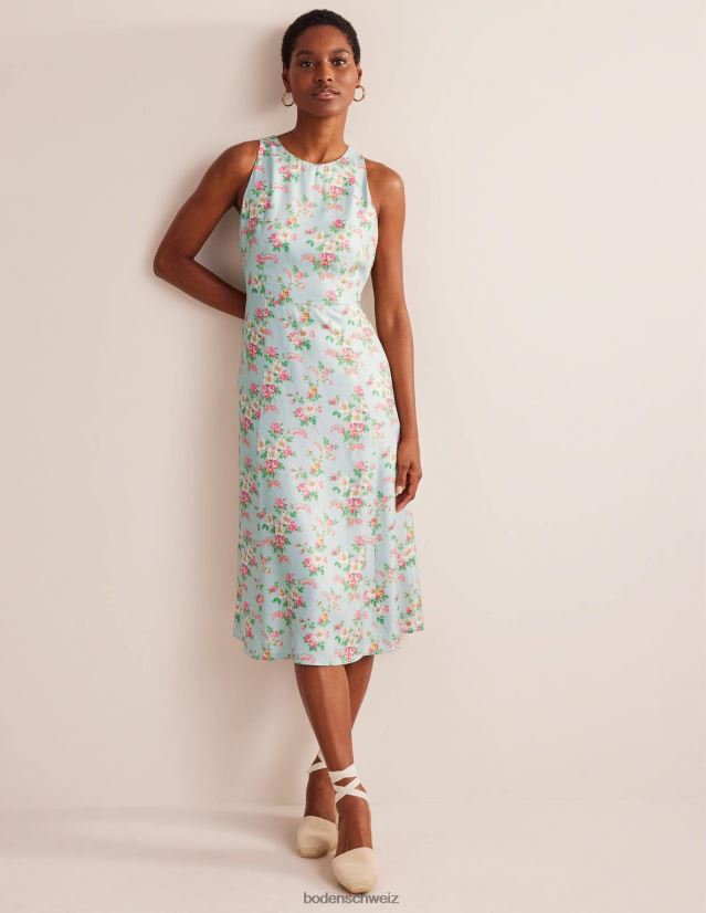 Boden Frauen Midikleid mit ausgestelltem Schnitt VH86PT1201 Kleidung blassgrün und Vintage-Blumenmuster