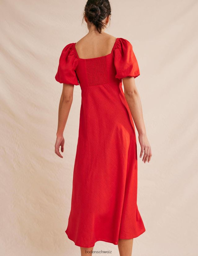 Boden Frauen Midikleid mit gerafftem Oberteil VH86PT1078 Kleidung Zinnoberrot
