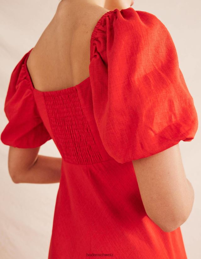 Boden Frauen Midikleid mit gerafftem Oberteil VH86PT1078 Kleidung Zinnoberrot