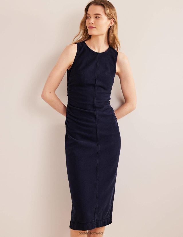 Boden Frauen Midikleid mit seitlicher Raffung und Säule VH86PT1197 Kleidung mittlerer Jahrgang