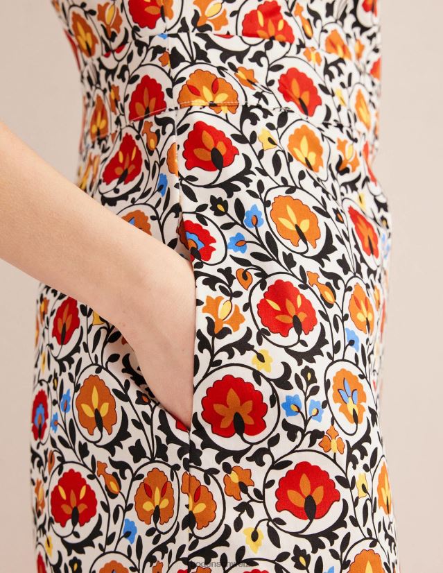 Boden Frauen Mini-Etuikleid aus Baumwolle VH86PT1140 Kleidung Vielfältige und bezaubernde Blüte