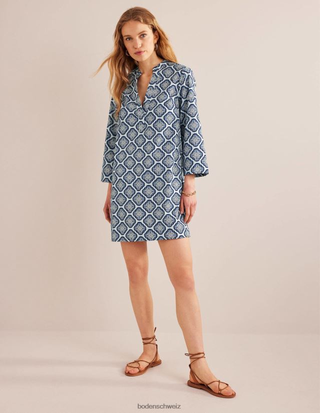 Boden Frauen Mini-Etuikleid mit eingekerbtem Ausschnitt VH86PT1190 Kleidung himmlisches Blau und botanisches Rouge