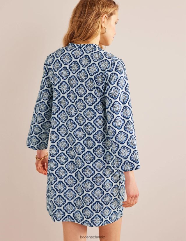 Boden Frauen Mini-Etuikleid mit eingekerbtem Ausschnitt VH86PT1190 Kleidung himmlisches Blau und botanisches Rouge