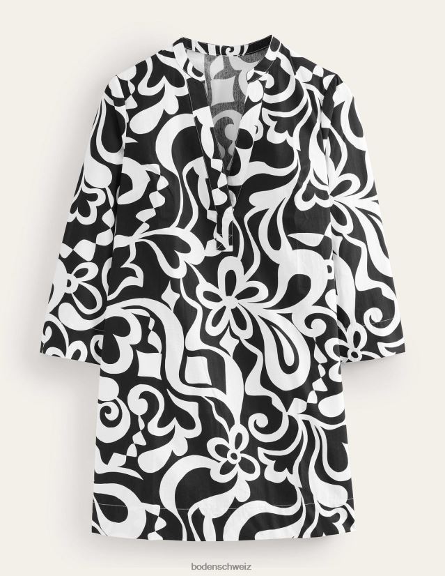 Boden Frauen Mini-Etuikleid mit eingekerbtem Ausschnitt VH86PT2147 Kleidung Schwarz und Azurblau