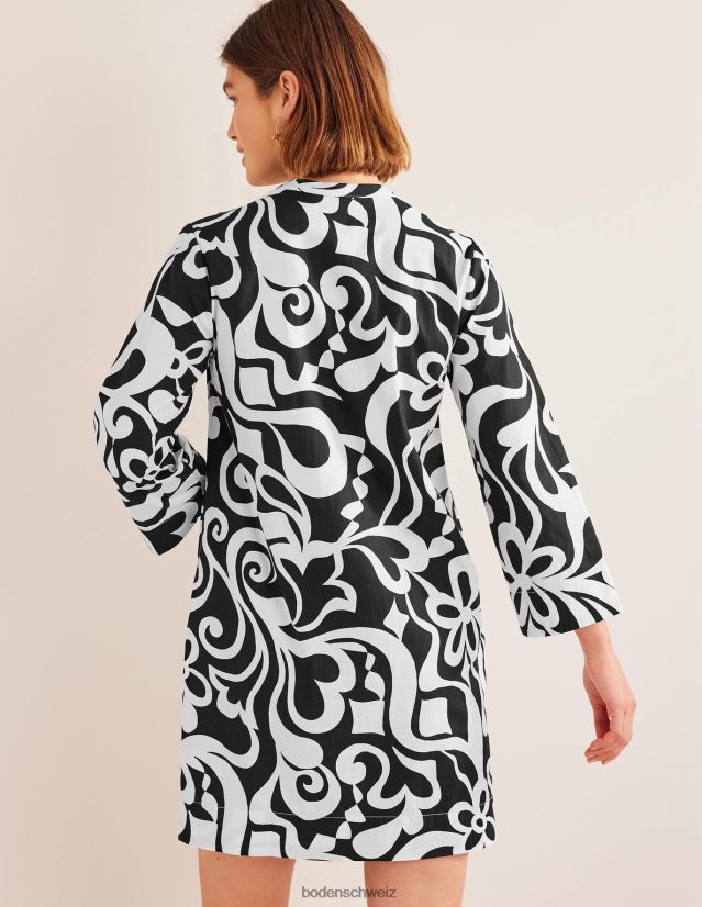 Boden Frauen Mini-Etuikleid mit eingekerbtem Ausschnitt VH86PT2147 Kleidung Schwarz und Azurblau