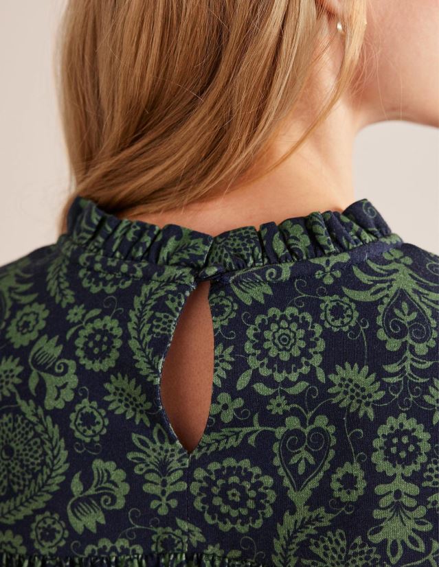 Boden Frauen Mini-Jerseykleid mit einfacher Passe VH86PT2118 Kleidung Saubohne und tropischer Charme