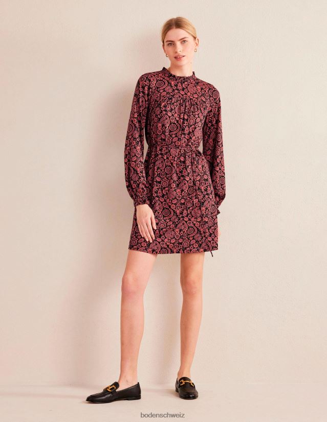 Boden Frauen Mini-Jerseykleid mit einfacher Passe VH86PT2215 Kleidung verblasster rosafarbener und tropischer Charme