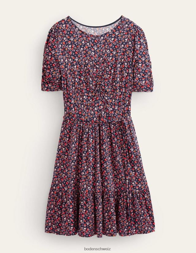 Boden Frauen Minikleid aus Jersey mit geraffter Brust VH86PT1240 Kleidung Rosa Sorbet und Blütenblätter