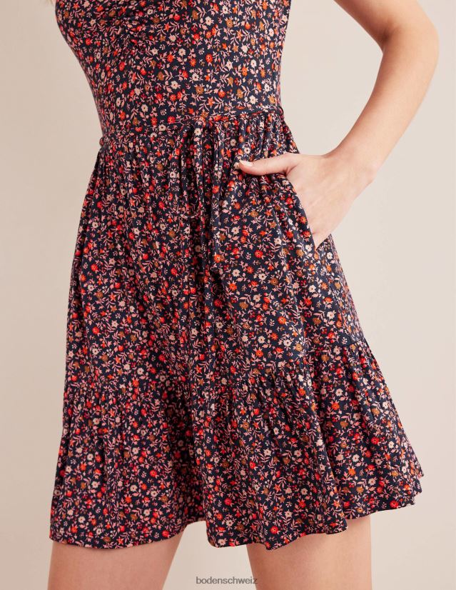 Boden Frauen Minikleid aus Jersey mit geraffter Brust VH86PT1240 Kleidung Rosa Sorbet und Blütenblätter