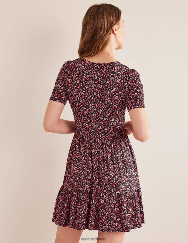 Boden Frauen Minikleid aus Jersey mit geraffter Brust VH86PT1240 Kleidung Rosa Sorbet und Blütenblätter