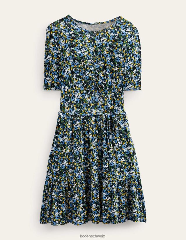Boden Frauen Minikleid aus Jersey mit geraffter Brust VH86PT1509 Kleidung Leinsamen und malerisches Blümchen