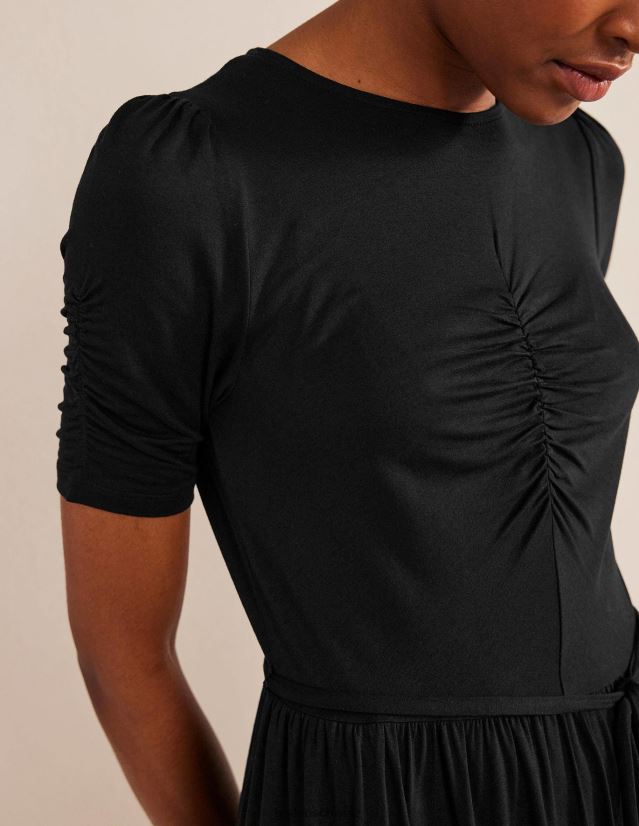 Boden Frauen Minikleid aus Jersey mit geraffter Brust VH86PT1829 Kleidung Schwarz