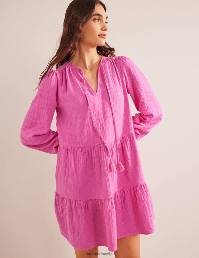 Boden Frauen Minikleid aus Käsetuch VH86PT1162 Kleidung Festival-Rosa