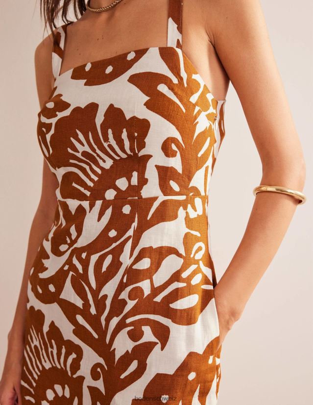 Boden Frauen Minikleid aus Leinen mit Trägern VH86PT12 Kleidung Kürbis- und Eichenterrasse
