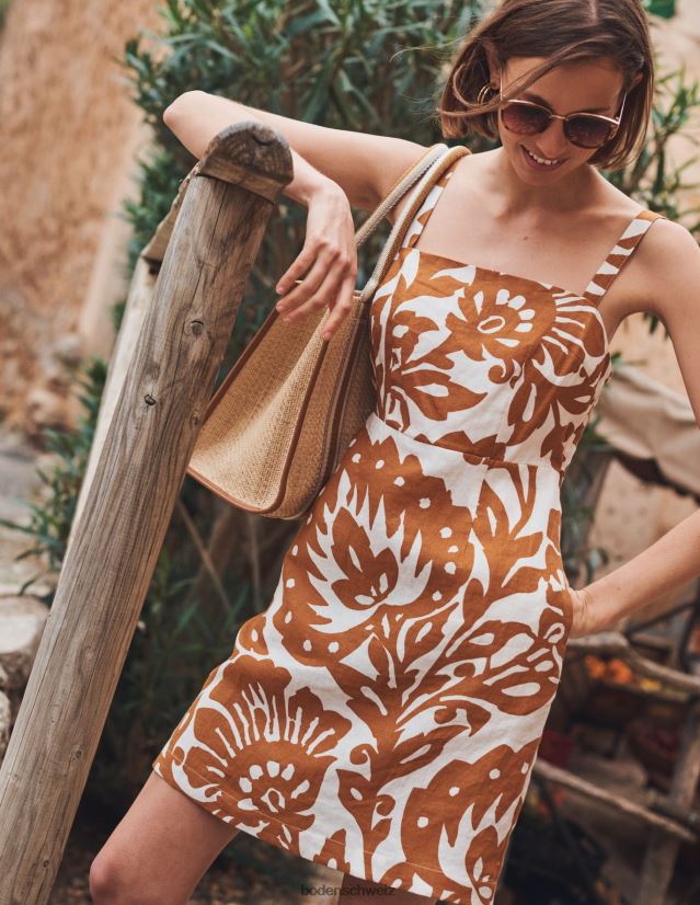 Boden Frauen Minikleid aus Leinen mit Trägern VH86PT12 Kleidung Kürbis- und Eichenterrasse