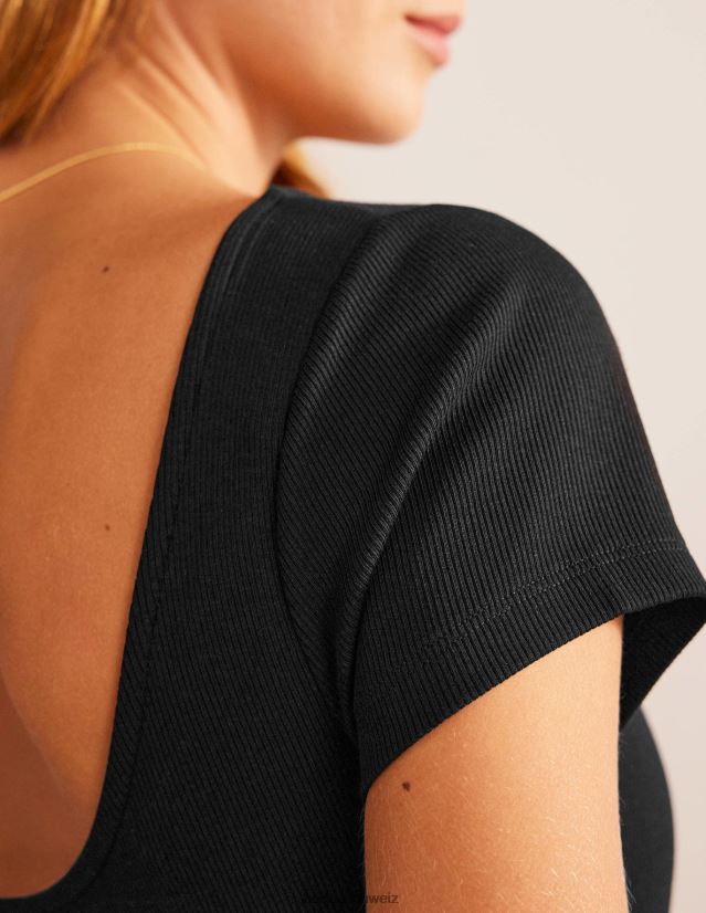 Boden Frauen Minikleid aus Rippjersey mit tiefem Rückenausschnitt VH86PT1029 Kleidung Schwarz