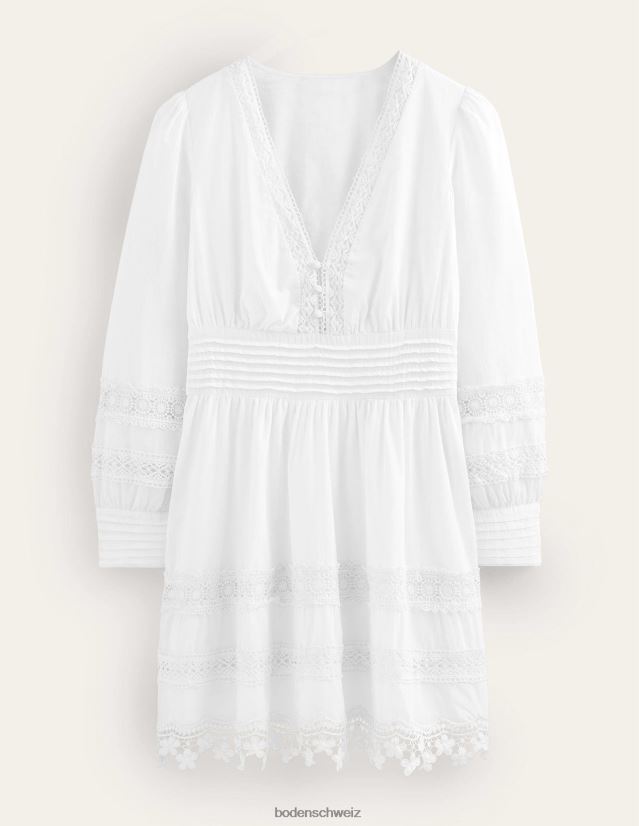Boden Frauen Minikleid mit Spitzenbesatz VH86PT68 Kleidung Weiß