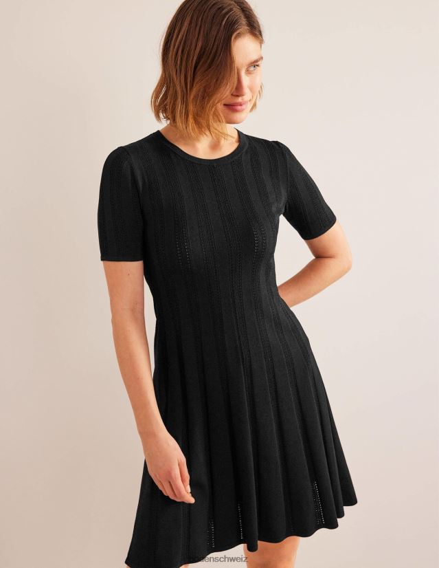 Boden Frauen Minikleid mit ausgestelltem Stich VH86PT1137 Kleidung Schwarz