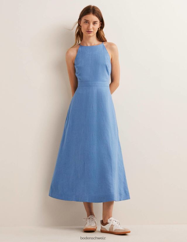 Boden Frauen Neckholder-Midikleid aus Leinen VH86PT66 Kleidung Rivierablau