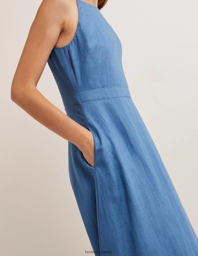 Boden Frauen Neckholder-Midikleid aus Leinen VH86PT66 Kleidung Rivierablau