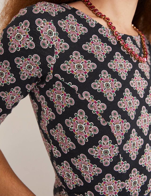 Boden Frauen Penny-Jersey-Kleid VH86PT2598 Kleidung Multi- und Gänseblümchen-Illusionsfliese