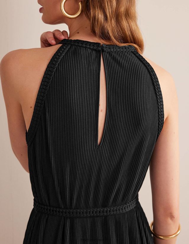 Boden Frauen Plissee-Maxikleid aus Jersey VH86PT925 Kleidung Schwarz