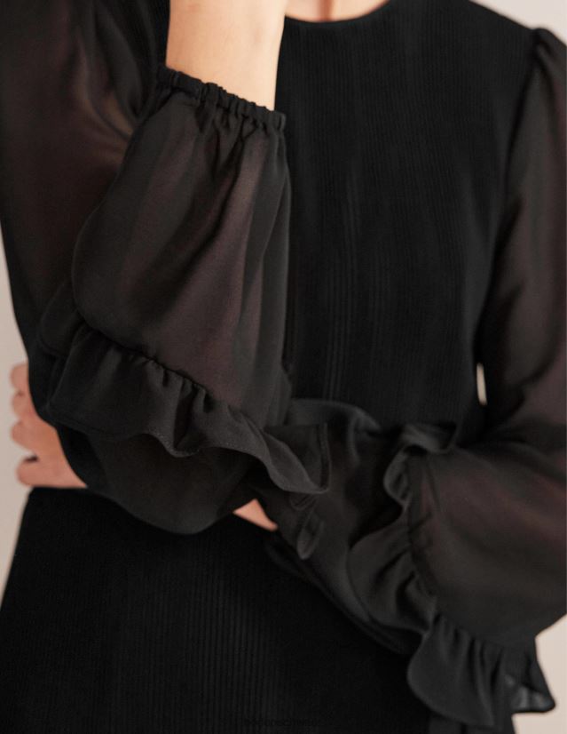 Boden Frauen Plissee-Minikleid VH86PT1441 Kleidung Schwarz
