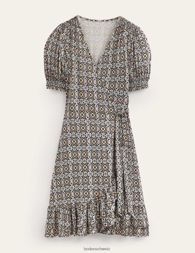 Boden Frauen Rüschen-Wickelkleid aus Jersey VH86PT929 Kleidung schwarzer & opulenter Kern