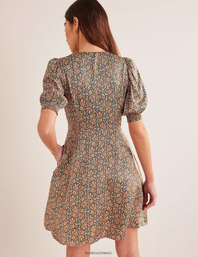 Boden Frauen Satin-Teekleid VH86PT1163 Kleidung Nachtschatten und Blockpaisley