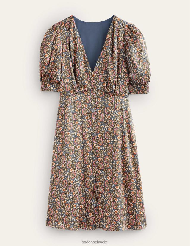 Boden Frauen Satin-Teekleid VH86PT1163 Kleidung Nachtschatten und Blockpaisley