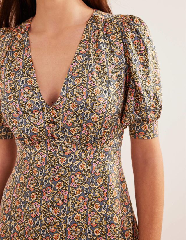 Boden Frauen Satin-Teekleid VH86PT1163 Kleidung Nachtschatten und Blockpaisley