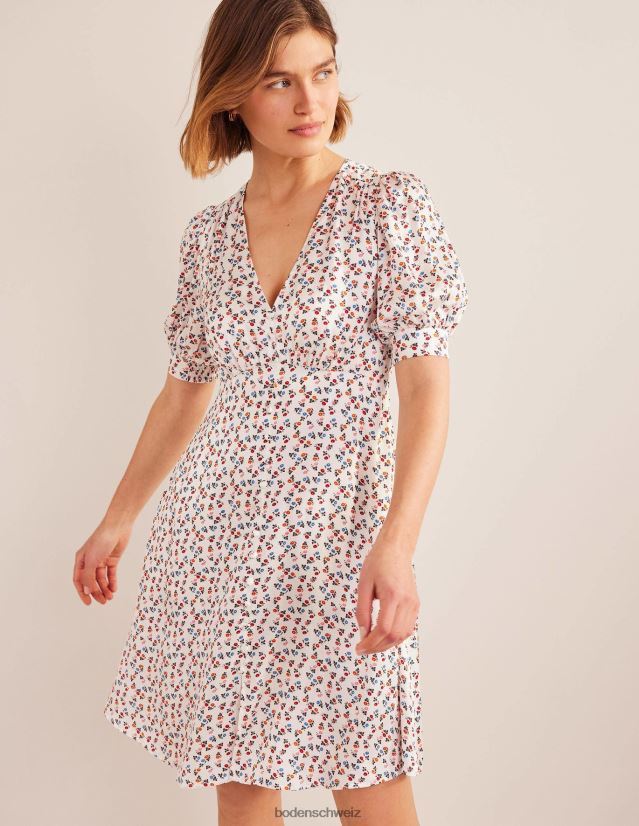 Boden Frauen Satin-Teekleid VH86PT1169 Kleidung Elfenbein und süßes Gänseblümchen