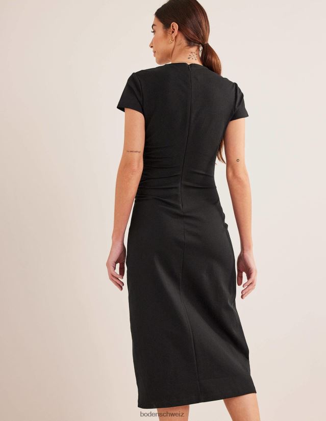 Boden Frauen Seitlich gerafftes Midikleid aus Jersey VH86PT1470 Kleidung Schwarz