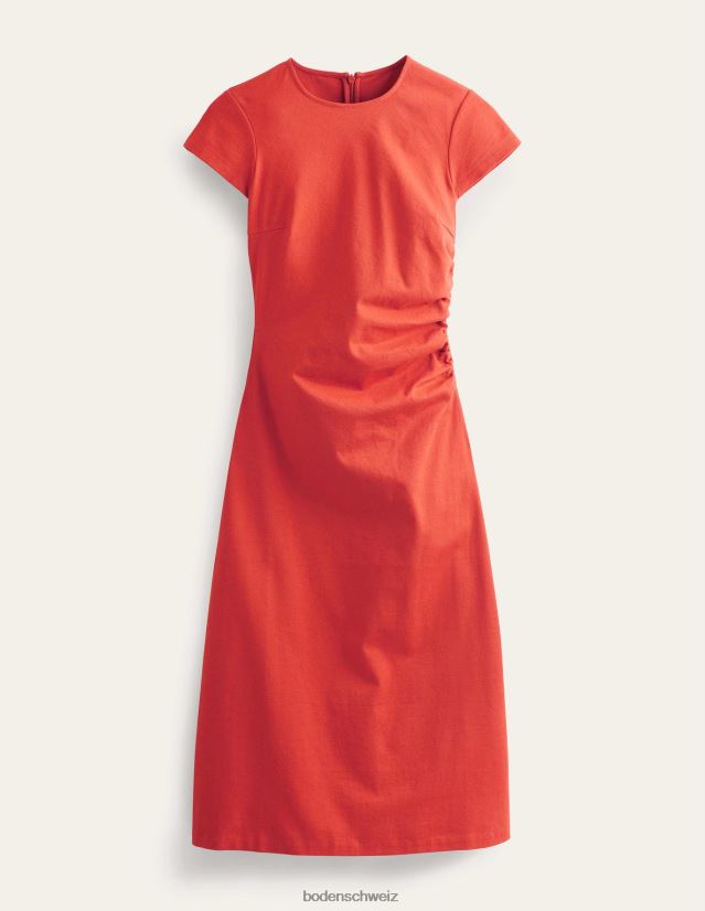Boden Frauen Seitlich gerafftes Midikleid aus Jersey VH86PT2149 Kleidung Tomate