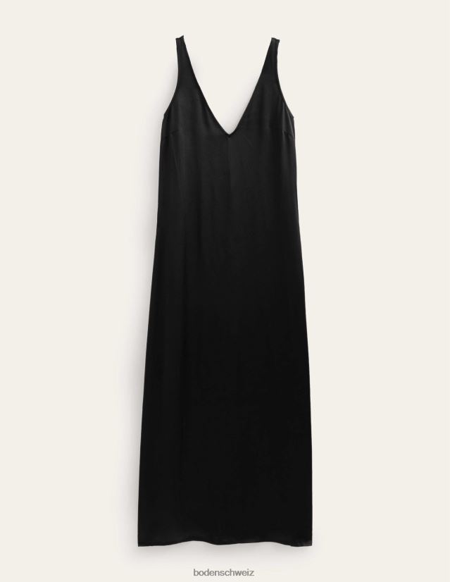 Boden Frauen Slip-Maxikleid aus Satin VH86PT1164 Kleidung Schwarz