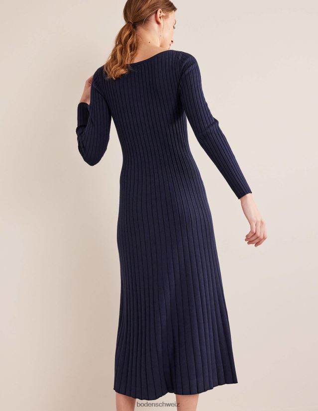 Boden Frauen Strick-Midikleid mit U-Ausschnitt VH86PT1478 Kleidung Marine