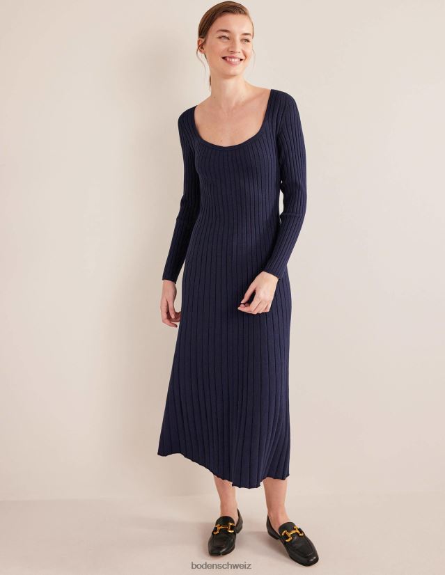 Boden Frauen Strick-Midikleid mit U-Ausschnitt VH86PT1478 Kleidung Marine