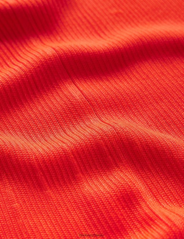 Boden Frauen Strick-Midikleid mit V-Ausschnitt VH86PT3 Kleidung Blutorange